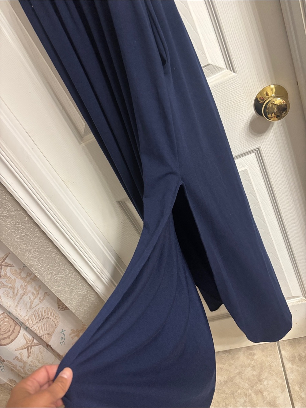 Navy Ruffle Off-Shoulder Maxi Dress - Picture 4 of 4